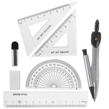 1 Set kompasa 1 Kutomjer 7 Geometrijski precizni alati alat kutomjer za crtanje geometrije Kompas Alati za crtanje u školi