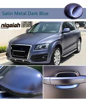 1.52x18 m Satin metalik Tamno plave samoljepljive pakirne naljepnice bez mjehurića, Vinil folije za vozila