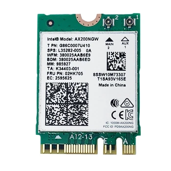 1 Kom. Bežična Mrežna kartica za AX200NGW 2400 Mb/s, PCIE Wifi Adapter M. 2 AX200802.11Ax Windows 10 Wifi Adapter Wifi dual-band 6