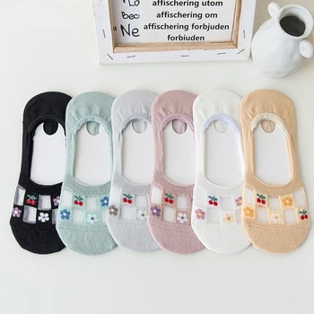 5 parova ženskih ljetnih čarapa-невидимок s cvjetnog mreže, običan silikon neklizajući prozračna udobne čarape-brod s malim vratom 5 parova ženskih ljetnih čarapa-невидимок s cvjetnog mreže, običan silikon neklizajući prozračna udobne čarape-brod s malim vratom 5