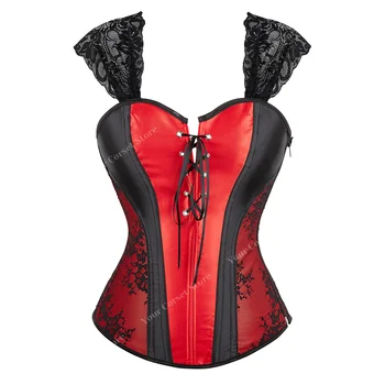 Bustier-korzet top na trake, crveni korzet velike veličine za žene, starinski kostim za Noć vještica, seksi čipke korzete, donje rublje