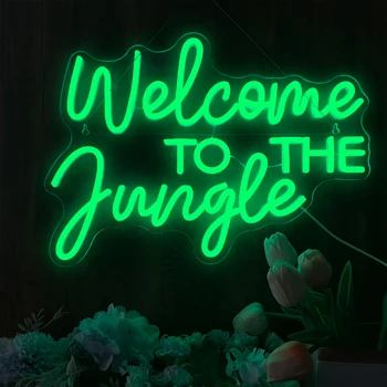 Dobrodošli u džunglu Neonska reklama led svjetlo Neonski osvijetljeni znakovi Spavaća soba ured Dekor večernje uređenje neonski natpisi Umjetnost
