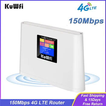 KuWFi Wifi Ruter 150 Mbit/s Wireless LTE Modem Разблокированная Pristupna Točka CAT4 Ruter WAN/LAN Port 3G/4G Utor za SIM karticu Smart LCD zaslon