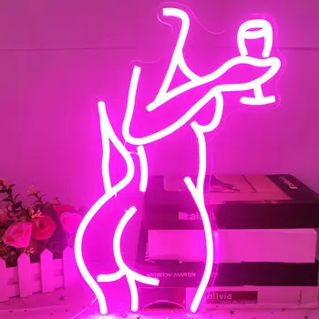 Lady Back Neonska reklama s podesivim osvjetljenja led lady Pink neonski znak Ženska neonski znak Seksi dama neonski natpisi za sobe Bar Muški dekor špilje Pokloni