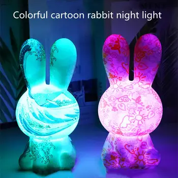 Led lampe sa slikom simpatičan crtić-zeca, čija se boja mijenja, 3D-noćno svjetlo, фестивальные darove za spavaće sobe, dnevni boravak