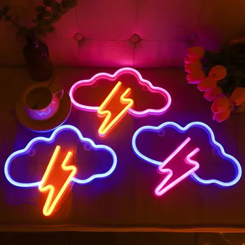 Led neon svjetlima u obliku munje, ukras za zid prostorije, cool neonska reklama, USB baterija u obliku munje, neonski soba dekor, kućni umjetnost