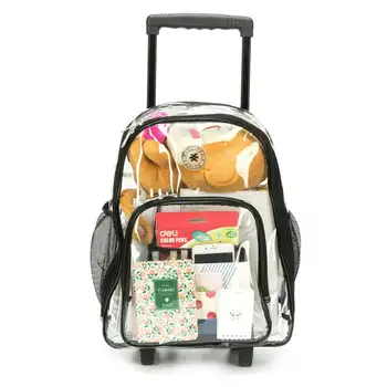 Muški transparentno ruksak s kotačima, сверхпрочная torba za knjige, transparentan ruksak školski prtljaga na kotačima, crna