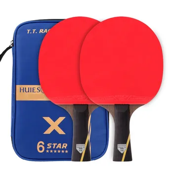 Pro 6-zvjezdice reket za ping-pong Carbon Nano King, reket za stolni tenis, set lopatica, akne u gumama s torbicom
