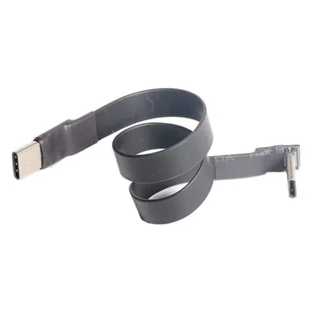 Produžni kabel, USB 3.1 Type C Type C 90 Stupnjeva Adapter FPC FPV Tape Flat kabel USB C 3A sa zaštitom od elektromagnetskih smetnji 10 Gbit/s, 20 cm
