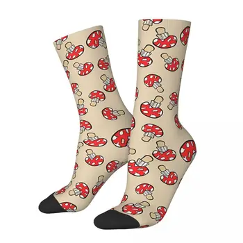 Slatka Crvene Gljive Unisex Zimske Čarape Hip-Hop Sretne Čarape ulični stil Luda Čarapa