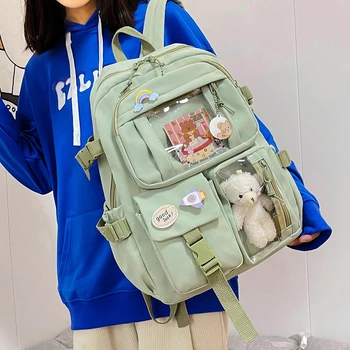 Slatka ženske naprtnjače, vodootporan najlon školski ruksak s više džepova za studentice, кавайный ruksak za prijenosno računalo, Mochilas