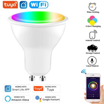 Tuya Gu10 WiFi Pametna Led Žarulja Radi Alexa Google Home RGBCW Svjetla Žarulja i Smart Life Program Daljinsko Upravljanje Sinkronizacijom Lampe 85-265 U