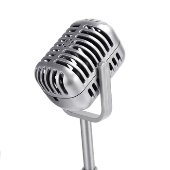Vintage model podmetače za stolni mikrofon s podesivom visinom, klasična stalak za mikrofon u retro stilu, lažna stalak za mikrofon, srebrna Vintage model podmetače za stolni mikrofon s podesivom visinom, klasična stalak za mikrofon u retro stilu, lažna stalak za mikrofon, srebrna 5