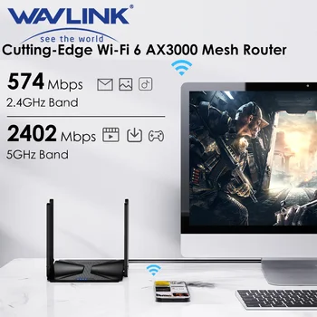 Wavlink Wi-Fi 6 AX3000 dual-band mrežica bežični usmjerivač Vanjski mrežni pojačalo signala antena repeater Podrška 160 Mhz i IPv6
